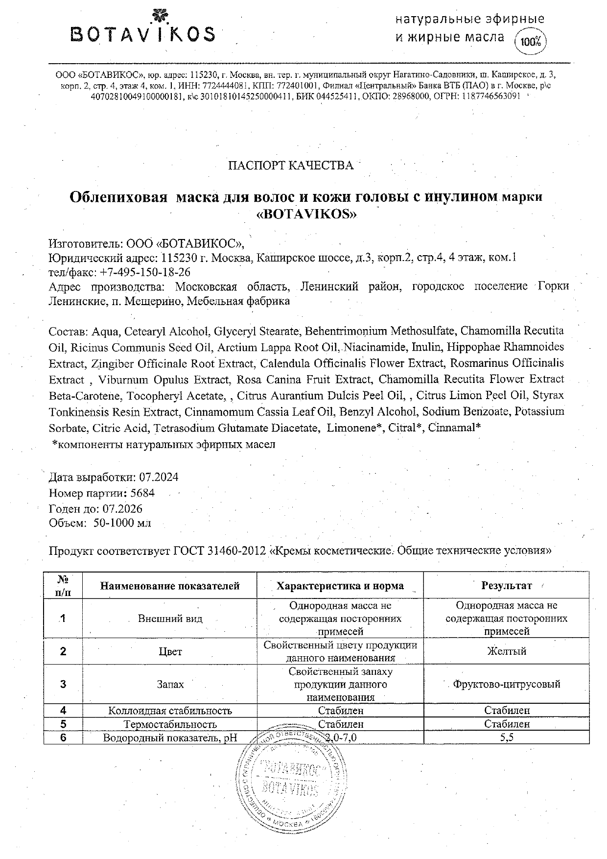 Паспорт №072024